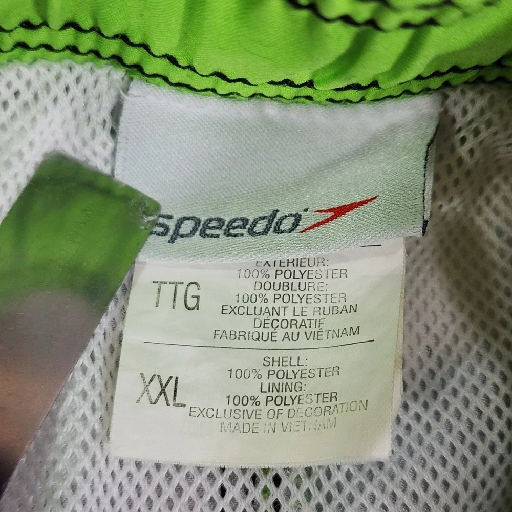 Speedo Swim Trunks sz XXL Men Floral Blue Green Black White Mesh Lined 40